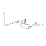 ACCESSIBLE 90° GRAB RAIL AND BACK REST SET WITH PADDED BACK REST, RIGHT HAND SATIN STAINLESS STEEL METLAM MLR120RH_SET
