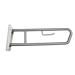 PULL DOWN GRAB RAIL WITH TOILET ROLL HOLDER SATIN STAINLESS STEEL METLAM MLR50TPH