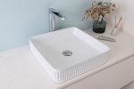 SQUARE ABOVE COUNTER BASIN SQUARE FLUTED GLOSS WHITE TOPCSFL405GW ADP