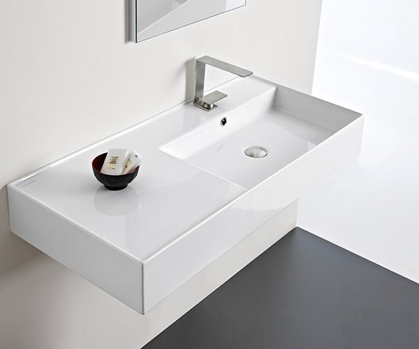 RECTANGULAR WALL HUNG BASIN TEOREMA 1000 GLOSS WHITE TOPCTEO100GW ADP