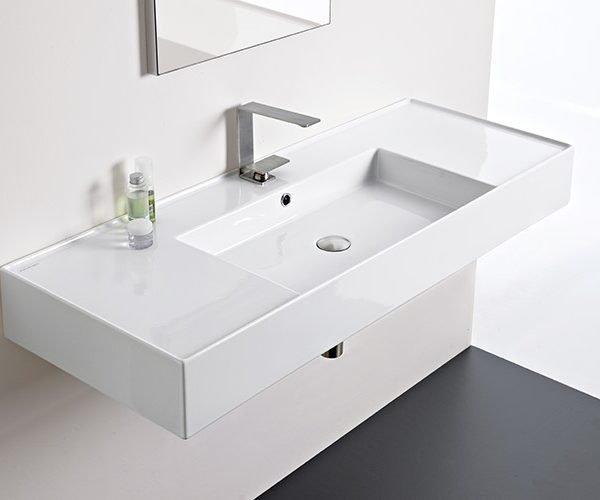 RECTANGULAR WALL HUNG BASIN TEOREMA 1200 GLOSS WHITE TOPCTEO120GW ADP