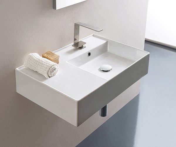 RECTANGULAR WALL HUNG BASIN TEOREMA 600 GLOSS WHITE TOPCTEO60GW ADP