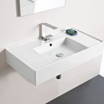 RECTANGULAR WALL HUNG BASIN TEOREMA 800 GLOSS WHITE TOPCTEO80GW ADP