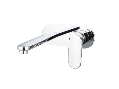 BADUNDKUCHE BKM716 OVAL CURVE WALL BASIN/BATH MIXER WITH SPOUT CHROME AND COLOURED