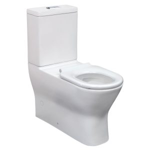 FIENZA K005 DELTA CARE BACK TO WALL TOILET SUITE WITH SEAT AND SLIM BUTTONS WHITE