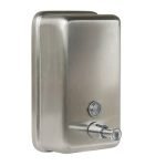 VERTICAL LIQUID SOAP DISPENSER WITH ANTI CORROSION INTERNAL NYLON LINING SATIN STAINLESS STEEL METLAM ML605AS_N