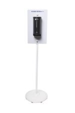 HYGIENE STATION WITH WHITE STAND & BLACK SANITISER DISPENSER KIT WHITE POWDER COAT & DESIGNER BLACK METLAM ML_HYGSTATION_WHT_BLK