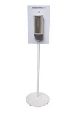 HYGIENE STATION WITH WHITE STAND & STAINLESS STEEL SANITISER DISPENSER KIT METLAM ML_HYGSTATION_WHT_SS