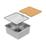 ABEY NL100 LAGO SINGLE BOWL STAINLESS STEEL SINK WITH DRAIN TRAY AND CHOPPING BOARD CHROME