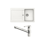 ABEY TD100T2W TYPOS SINK BOWL SINK WITH DRAINER & 400710A PULL OUT KITCHEN MIXER SCHOCK ALPINA