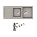 ABEY TD200T2C TYPOS ONE AND THREE QUARTER BOWL SINK WITH DRAINER & 400710C PULL OUT KITCHEN MIXER SCHOCK CONCRETE