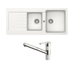 ABEY TD200T2W TYPOS ONE AND THREE QUARTER WITH DRAINER & 400710A PULL OUT KITCHEN MIXER SCHOCK ALPINA