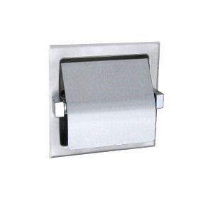 SURFACE MOUNTED SINGLE ROLL TOILET ROLL HOLDER WITH HOOD SATIN STAINLESS STEEL METLAM ML261SM_S