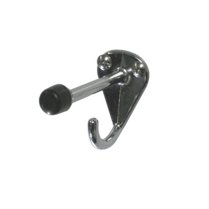 HAT AND COAT HOOK WITH BUMPER - VISIBLE FIX BRIGHT CHROME PLATE METLAM ML3020