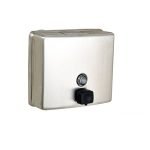 SQUARE LIQUID SOAP DISPENSER WITH BLACK VALVE SATIN STAINLESS STEEL METLAM ML603BS