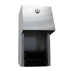 SURFACE MOUNTED DOUBLE ROLL TOILET PAPER DISPENSER LOCKABLE SATIN STAINLESS STEEL METLAM ML800