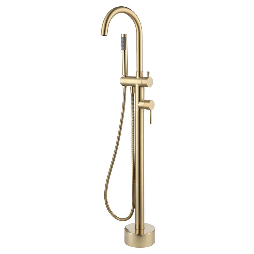 FIENZA 213113UB KAYA FLOOR MOUNTED BATH MIXER WITH HAND SHOWER URBAN BRASS