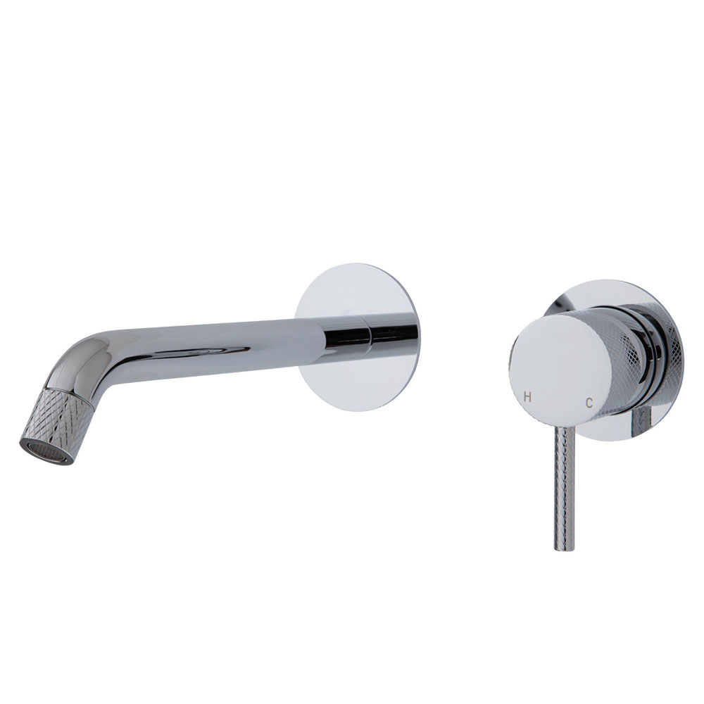FIENZA 231104-200 AXLE WALL BASIN/BATH MIXER SET SMALL ROUND PLATES 200MM OUTLET CHROME