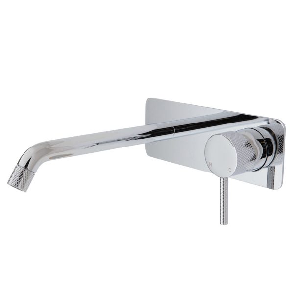 FIENZA 231106-200 AXLE WALL BASIN/BATH MIXER SET SOFT SQUARE PLATE 200MM OUTLET CHROME