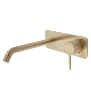 FIENZA 231106UB-200 AXLE WALL BASIN/BATH MIXER SET SOFT SQUARE PLATE 200MM OUTLET URBAN BRASS
