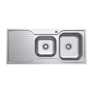 FIENZA 68106L/R TIVA 1080 ONE AND THREE QUARTER KITCHEN SINK WITH DRAINER LEFT/RIGHT HAND BOWL STAINLESS STEEL