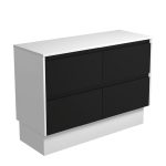 FIENZA 120BBWK AMATO CABINET ON KICKBOARD 1200 SATIN BLACK WITH SATIN WHITE PANELS