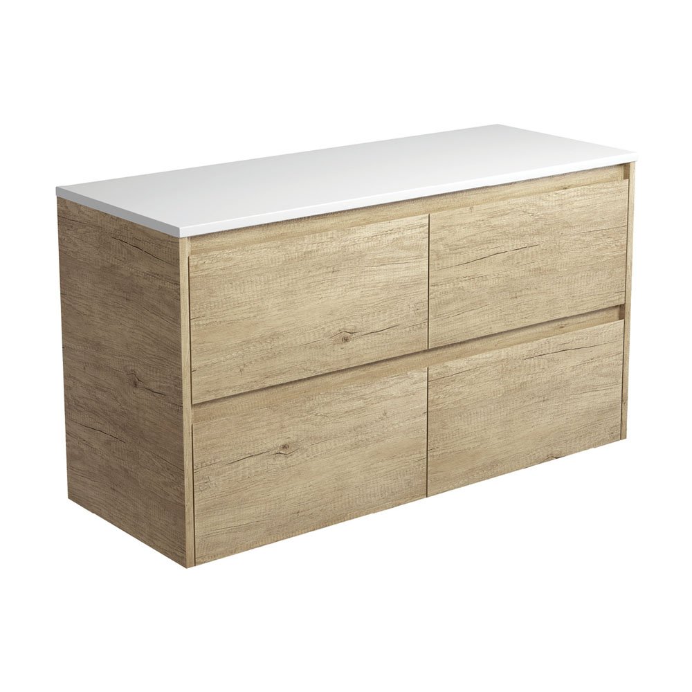 FIENZA 120BS AMATO WALL HUNG VANITY 1200 SCANDI OAK WITH SCANDI OAK PANELS