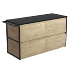 FIENZA 120BSFT AMATO WALL HUNG VANITY 1200 SCANDI OAK WITH MATTE BLACK FRAME AND TOWEL RAIL