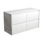 FIENZA 120BWX AMATO WALL HUNG VANITY 1200 SATIN WHITE WITH INDUSTRIAL PANELS