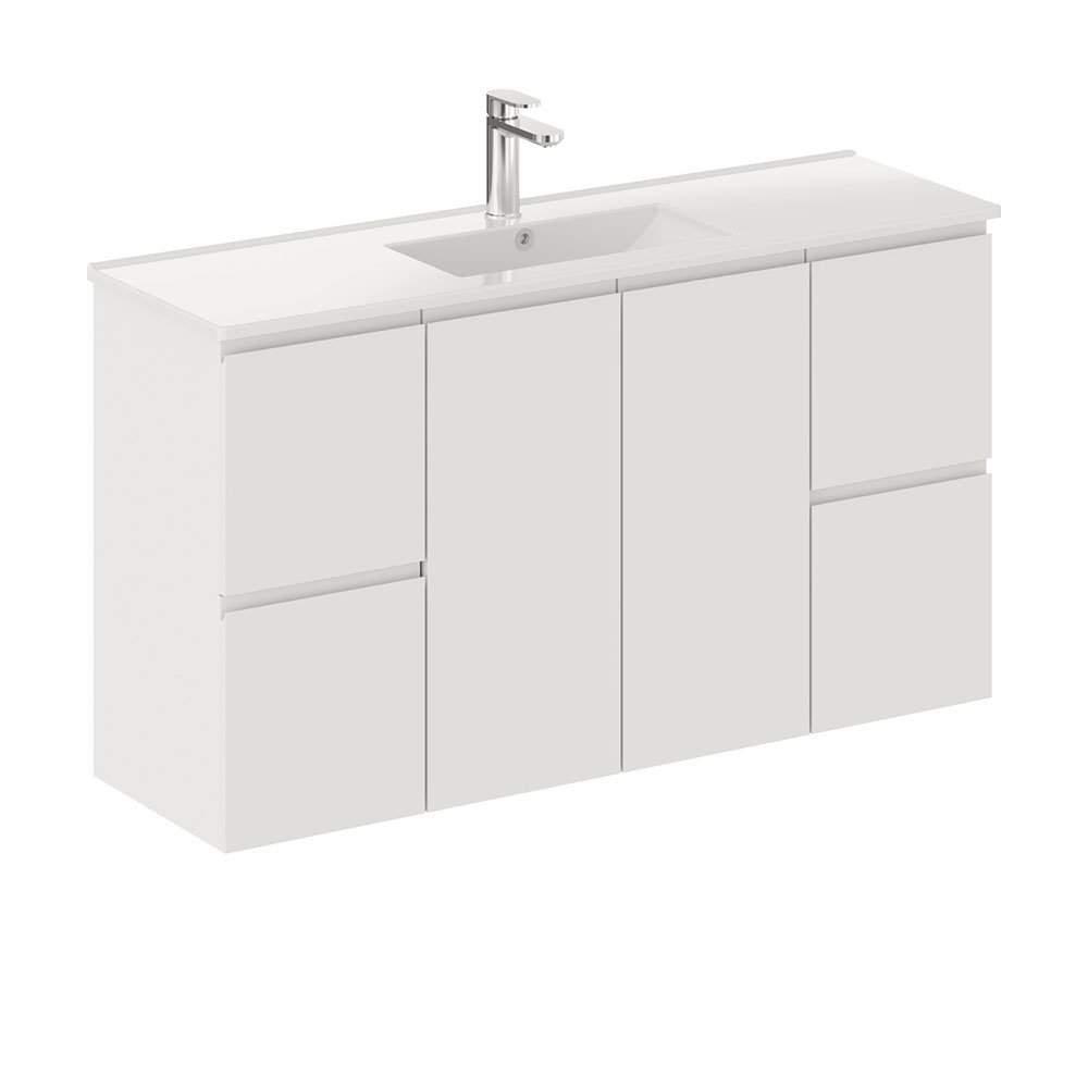 FIENZA 120DF SISKA SLIM WALL HUNG VANITY 1200 SATIN WHITE