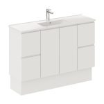 FIENZA 120DFK SISKA SLIM VANITY ON KICKBOARD 1200 SATIN WHITE