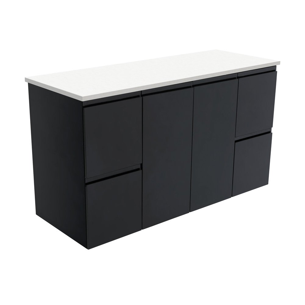 FIENZA 120ZB FINGERPULL WALL HUNG CABINET 1200 SATIN BLACK