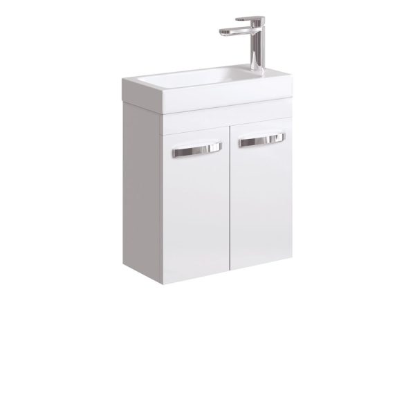 FIENZA 4525DW DENZEL ENSUITE WALL HUNG VANITY 450 GLOSS WHITE