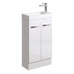 FIENZA 4525DWK DENZEL ENSUITE VANITY ON KICKBOARD 450 GLOSS WHITE
