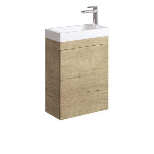 FIENZA 45DS DENZEL EDGE ENSUITE WALL HUNG VANITY 450 SCANDI OAK