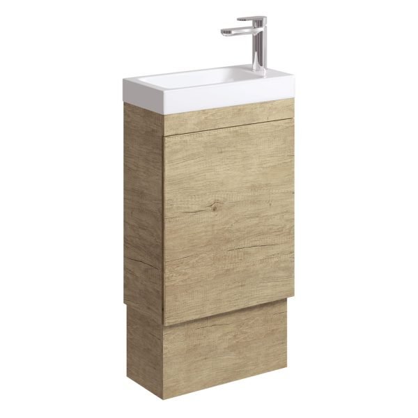 FIENZA 45DSK DENZEL EDGE ENSUITE VANITY ON KICKBOARD 450 SCANDI OAK