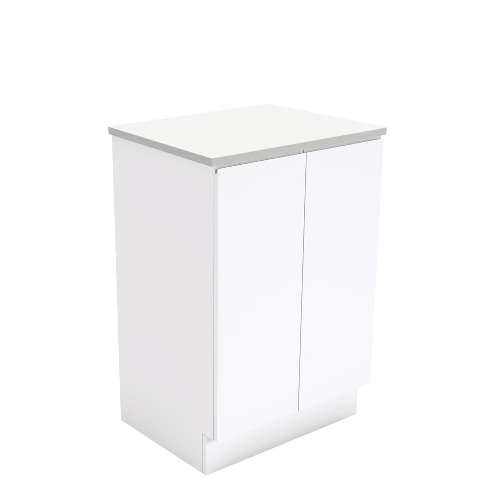 FIENZA 60C FINGERPULL CABINET ON KICKBOARD 600 GLOSS WHITE