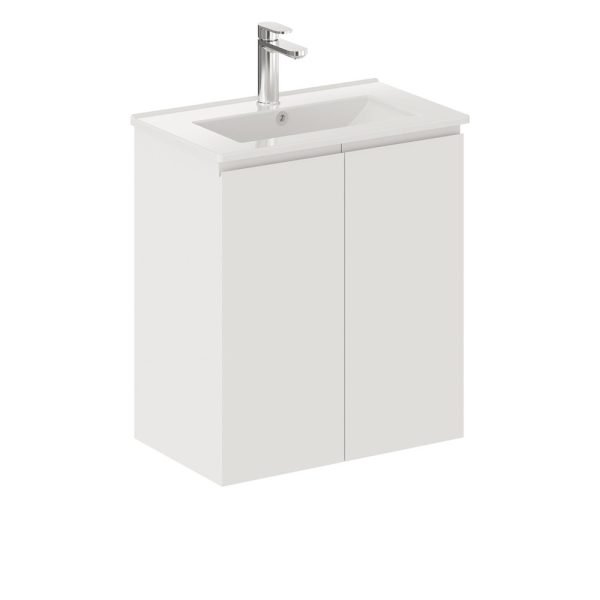 FIENZA 60DF SISKA SLIM WALL HUNG VANITY 600 SATIN WHITE