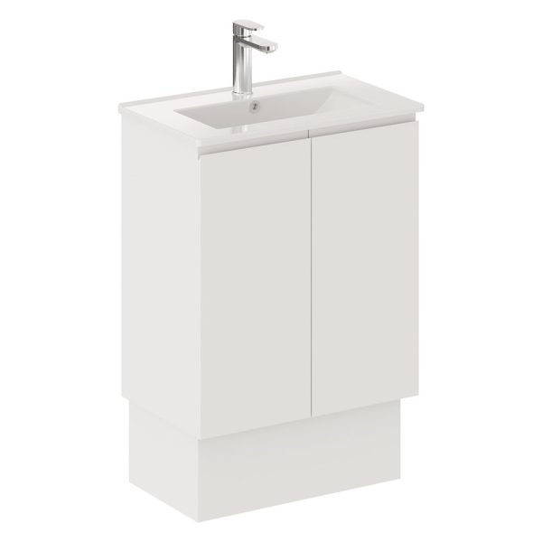 FIENZA 60DFK SISKA SLIM VANITY ON KICKBOARD 600 SATIN WHITE