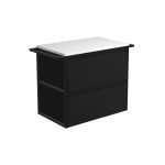 FIENZA 75BBT AMATO WALL HUNG VANITY 750 SATIN BLACK WITH MATTE BLACK TOWEL RAILS