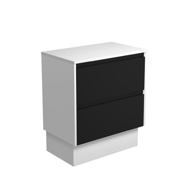 FIENZA 75BBWK AMATO CABINET ON KICKBOARD 750 SATIN BLACK WITH SATIN WHITE PANELS