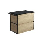 FIENZA 75BSFT AMATO WALL HUNG VANITY 750 SCANDI OAK WITH MATTE BLACK FRAME AND TOWEL RAIL