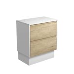 FIENZA 75BSWK AMATO CABINET ON KICKBOARD 750 SCANDI OAK WITH SATIN WHITE PANELS