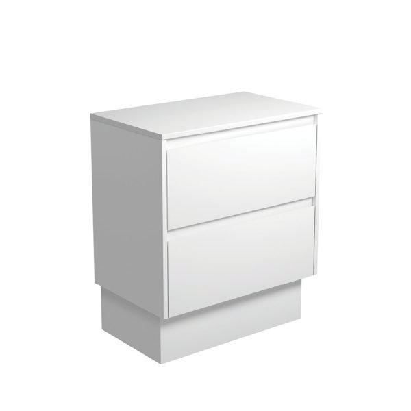 FIENZA 75BWK AMATO CABINET ON KICKBOARD 750 SATIN WHITE WITH SATIN WHITE PANELS