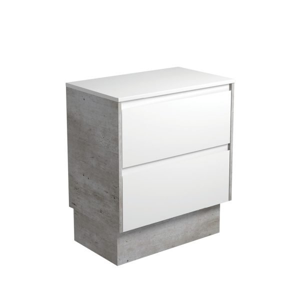 FIENZA 75BWXK AMATO CABINET ON KICKBOARD 750 SATIN WHITE WITH INDUSTRIAL PANELS