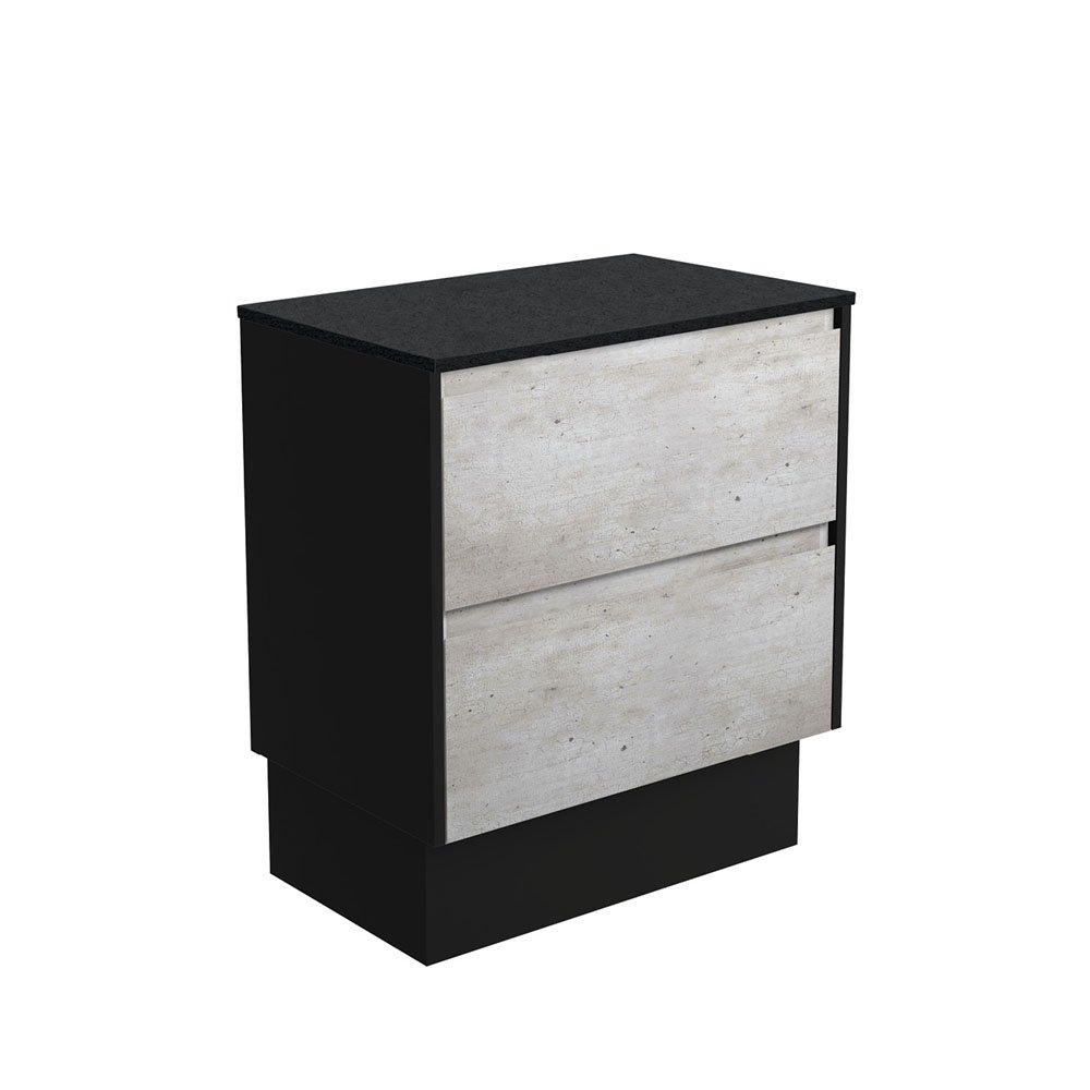 FIENZA 75BXBK AMATO CABINET ON KICKBOARD 750 INDUSTRIAL WITH SATIN BLACK PANELS