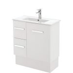 FIENZA 75DK DELGADO SLIM VANITY ON KICKBOARD 750 LEFT/RIGHT HAND DRAWERS GLOSS WHITE