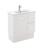 FIENZA 75DK DELGADO SLIM VANITY ON KICKBOARD 750 LEFT/RIGHT HAND DRAWERS GLOSS WHITE