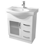 FIENZA 75EK ANTONIO SPACE SAVER CABINET ON KICKBOARD 750 GLASS/ SOLID DOOR GLOSS WHITE