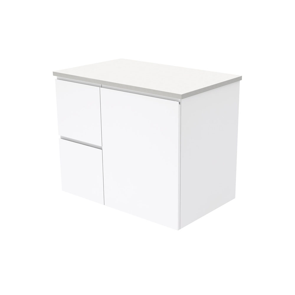 FIENZA 75F FINGERPULL WALL HUNG CABINET ONLY 750 LEFT/RIGHT HAND DRAWERS GLOSS WHITE